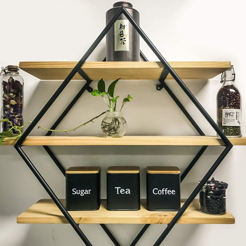 SOTECH 3 Pcs Kitchen Canister Set Coffee Sugar and Tea Storage Container Jars Metal with Bamboo Lid Square Black Snack Kitchen Food Storage Containers (Black jars) - Image 5